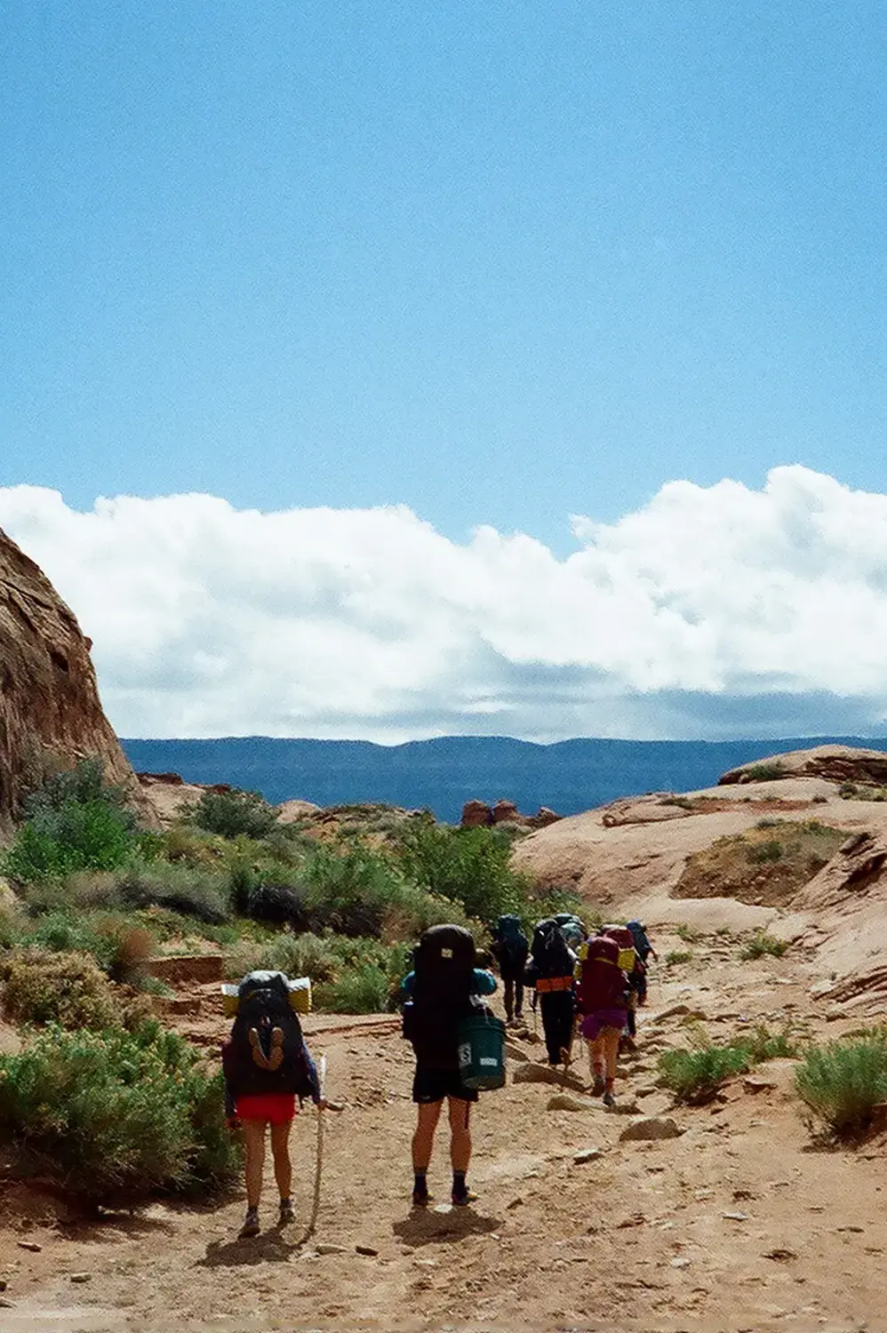 Students backpack through the Utah desert during a Mini-term trip. 