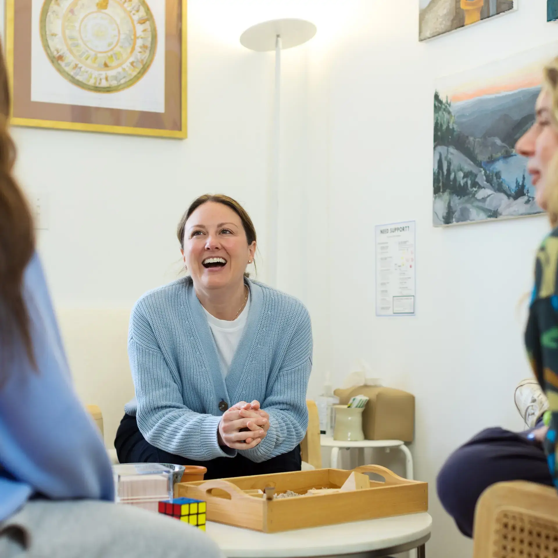 Teacher laughing