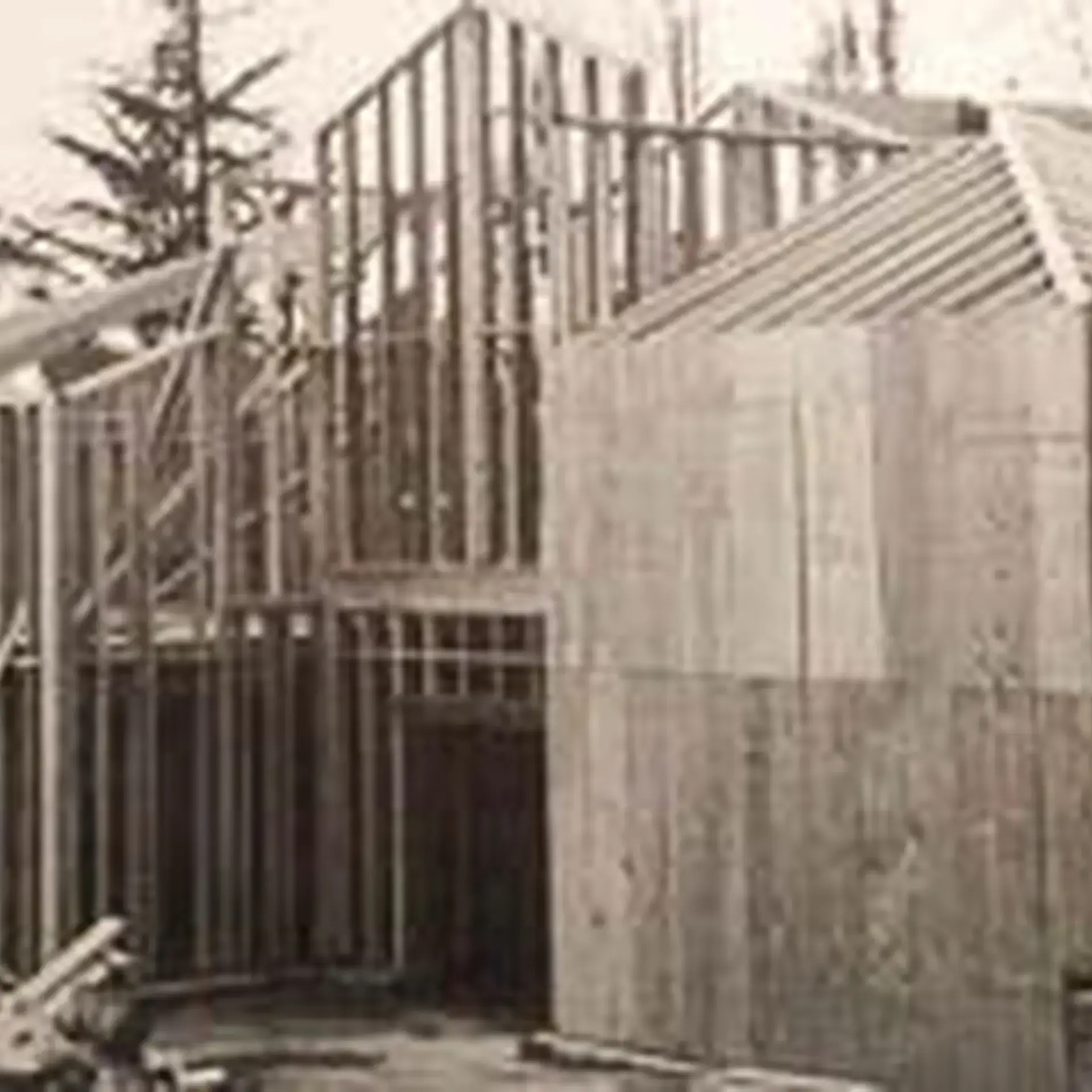 Archival photo of timber frame